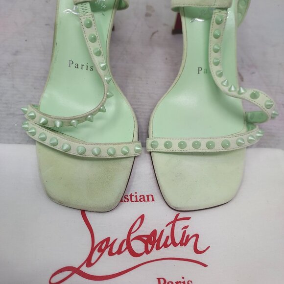 CHRISTIAN Rosa Condorapik Spikes Mint Green Slingback Sandal - Picture 7 of 10